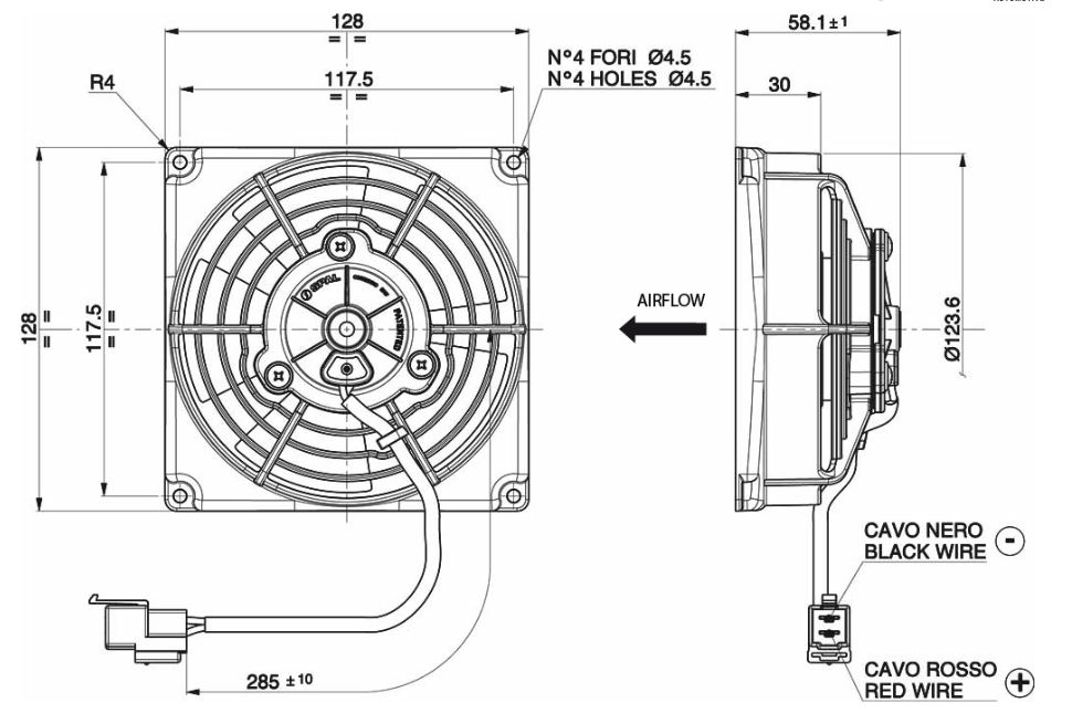 Ventola VA69A-B100-87S 24V diametro 115mm soffiante SPAL