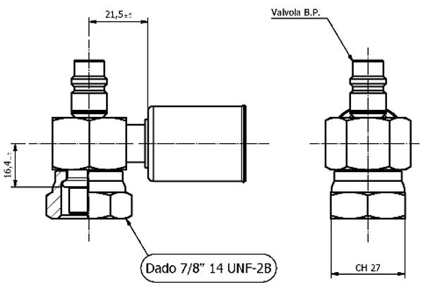 Raccordo 90° O-RING BLOCCHETTO V.A.P. G10