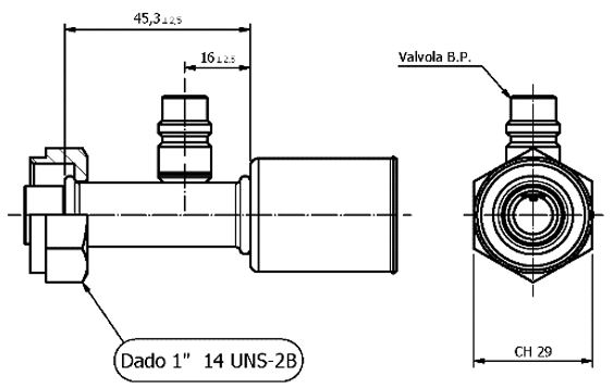 Raccordo ROTALOCK DRITTO VALVOLA BASSA PRESS.