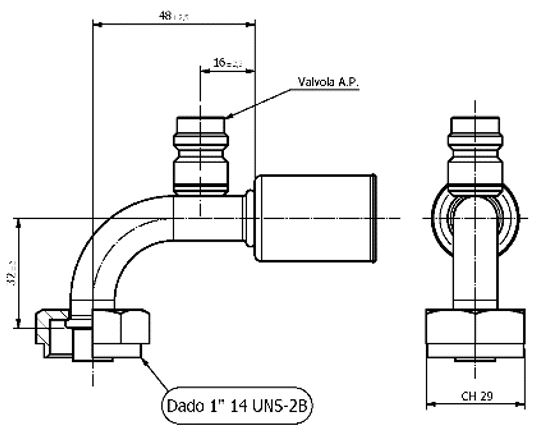 Raccordo PER Tubo 13/32 ROTALOCK 90° V.P.
