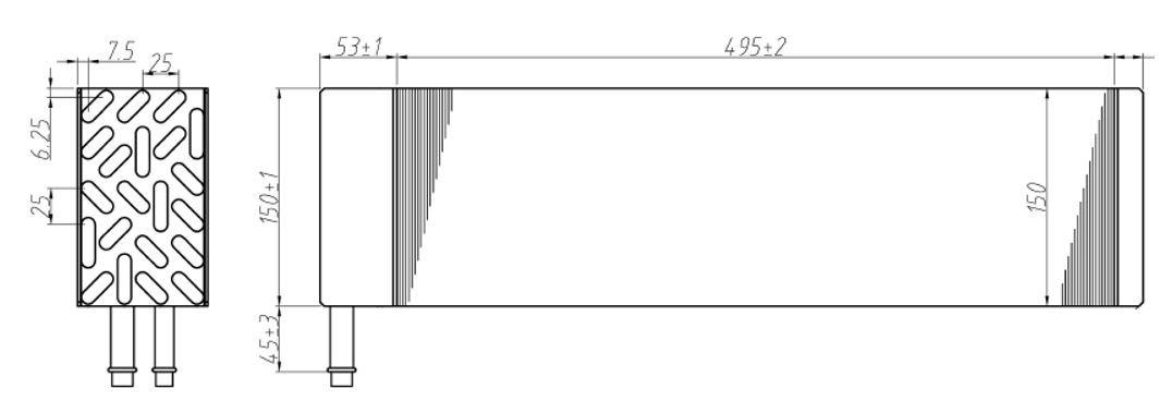Evaporatore - Sup. Scambio (L x H x P): 495 x 150 x 87,5