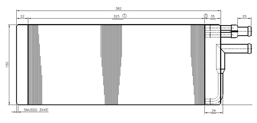 Evaporatore - Sup. Scambio (L x H x P): 330 x 150 x 75