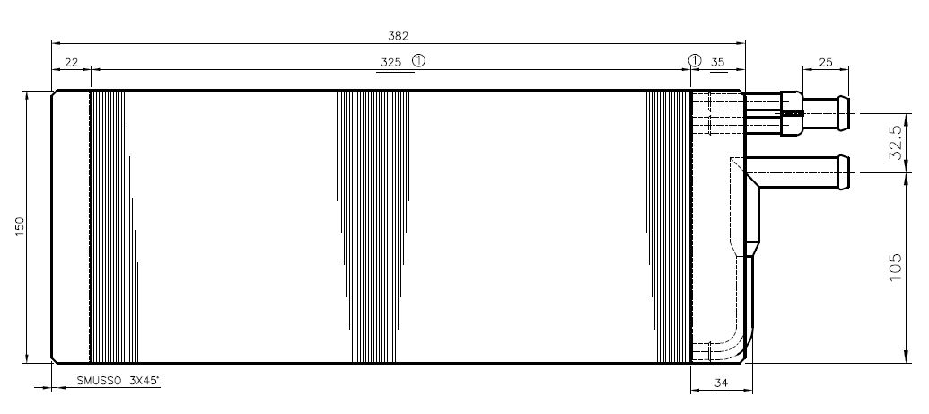 Riscaldatore - Sup. Scambio (L x H x P): 325 x 150 x 37,5