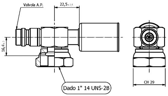Raccordo FEMMINA 90° ROTOLOCK VALVOLA ALTA PRESSI