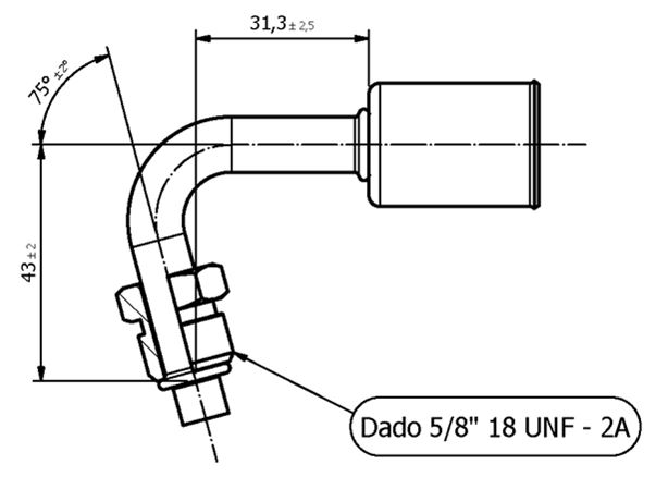 Raccordo MASCHIO 75° PER Tubo 5/16 G6