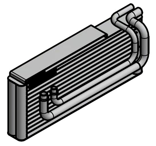 Evaporatore - Sup. Scambio (L x H x P): 350 x 136,4 x 44