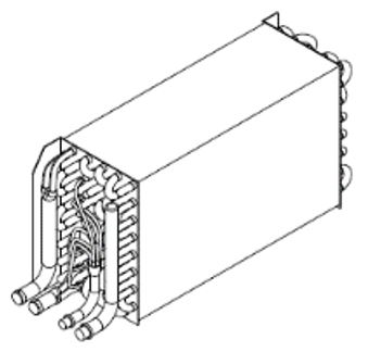 Evaporatore /Riscaldatore - Sup. Scambio (L x H x P): 337 x 200 x 125