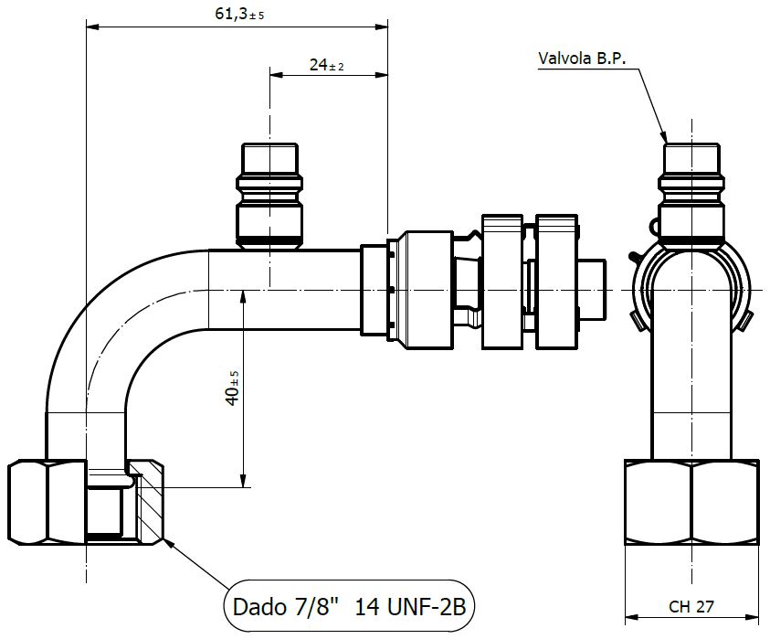 Raccordo FRIGOFLEX 90° con V.B.P per G10
